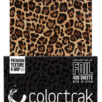 Colortrak leopard print foil pack with packaging on a white background