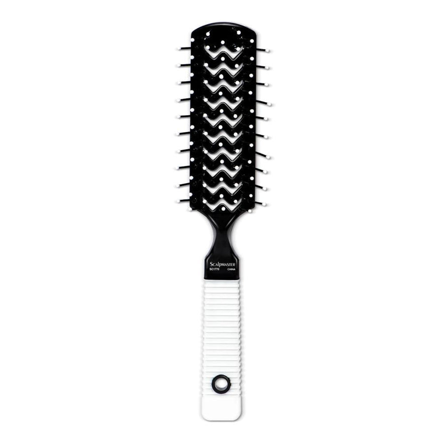 Scalpmaster 7 Row Vent Brush w/ Rubber Grip Handle