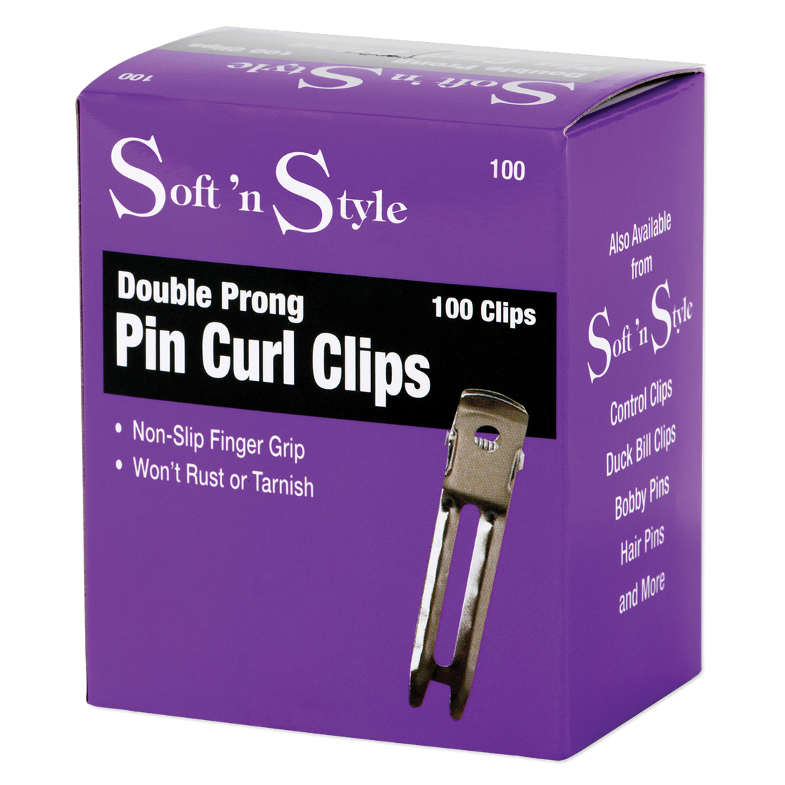 Soft 'n Style Double Prong Clips, Box of 100