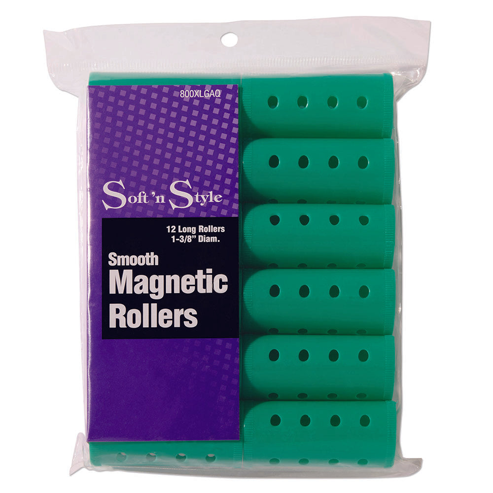 Soft N Style Smooth Magnetic Hair Rollers - Long Aqua