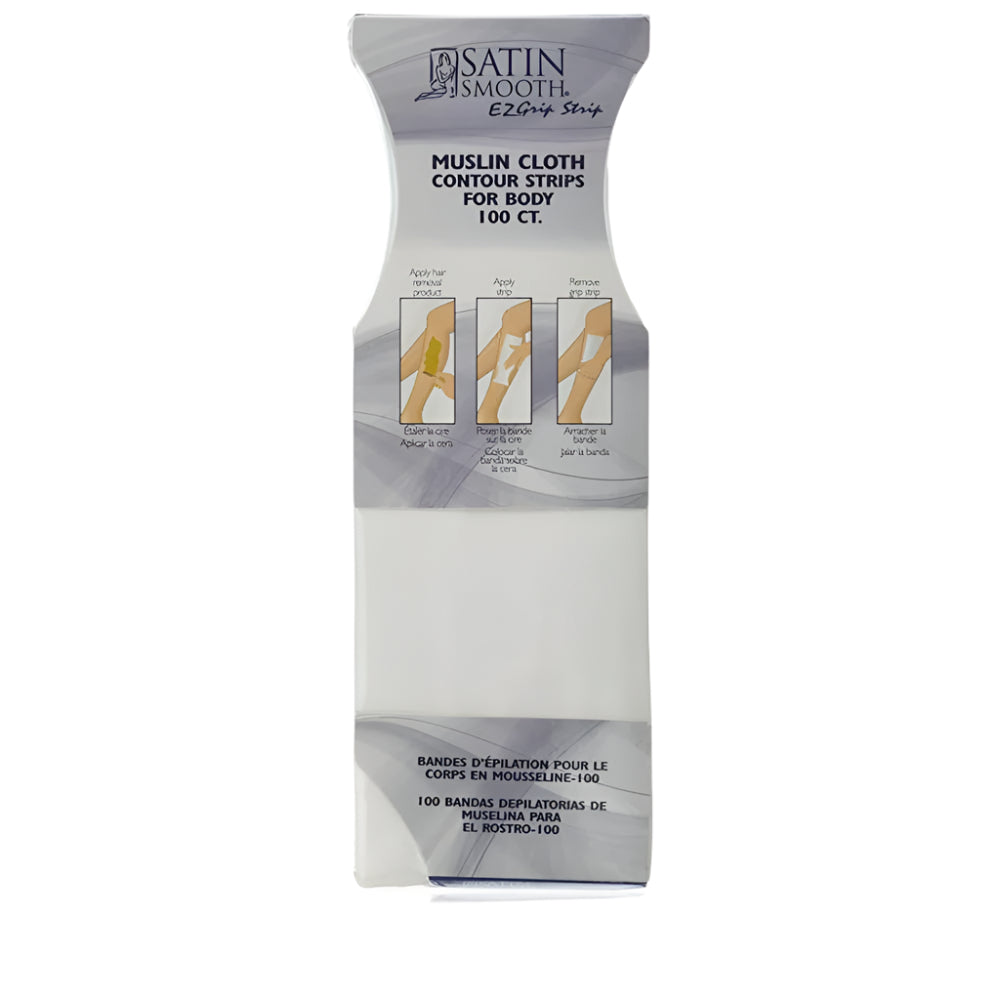 Satin Smooth Muslin Cloth Contour Strips for Body- 100ct