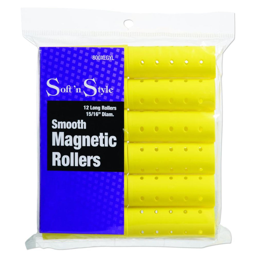 Soft N Style Smooth Magnetic Hair Rollers - Long Yellow