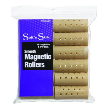 Soft N Style Smooth Magnetic Hair Rollers - Long Tan