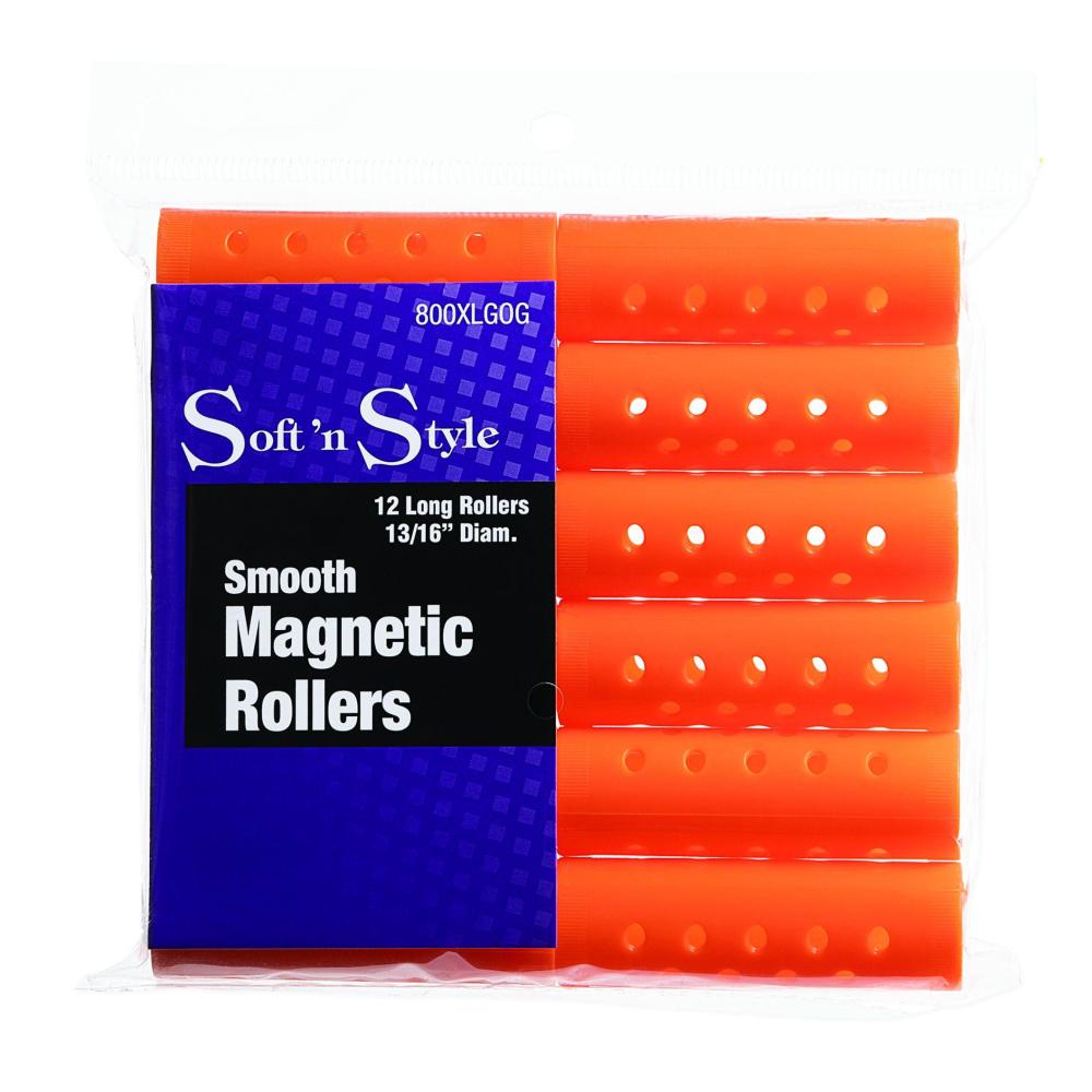 Soft N Style Smooth Magnetic Hair Rollers - Long Orange