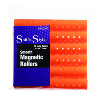 Soft N Style Smooth Magnetic Hair Rollers - Long Orange