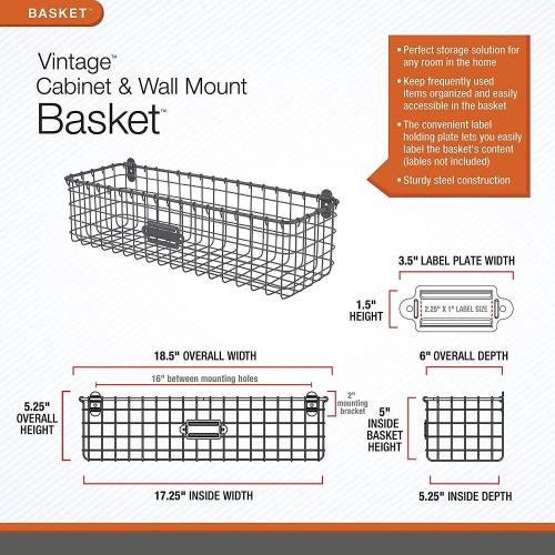 Spectrum Vintage Living Wall Mount Basket- Industrial Gray