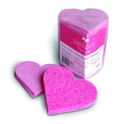 Intrinsics Pink Heart Compressed Cellulose Sponges 2.5"- 75 ct