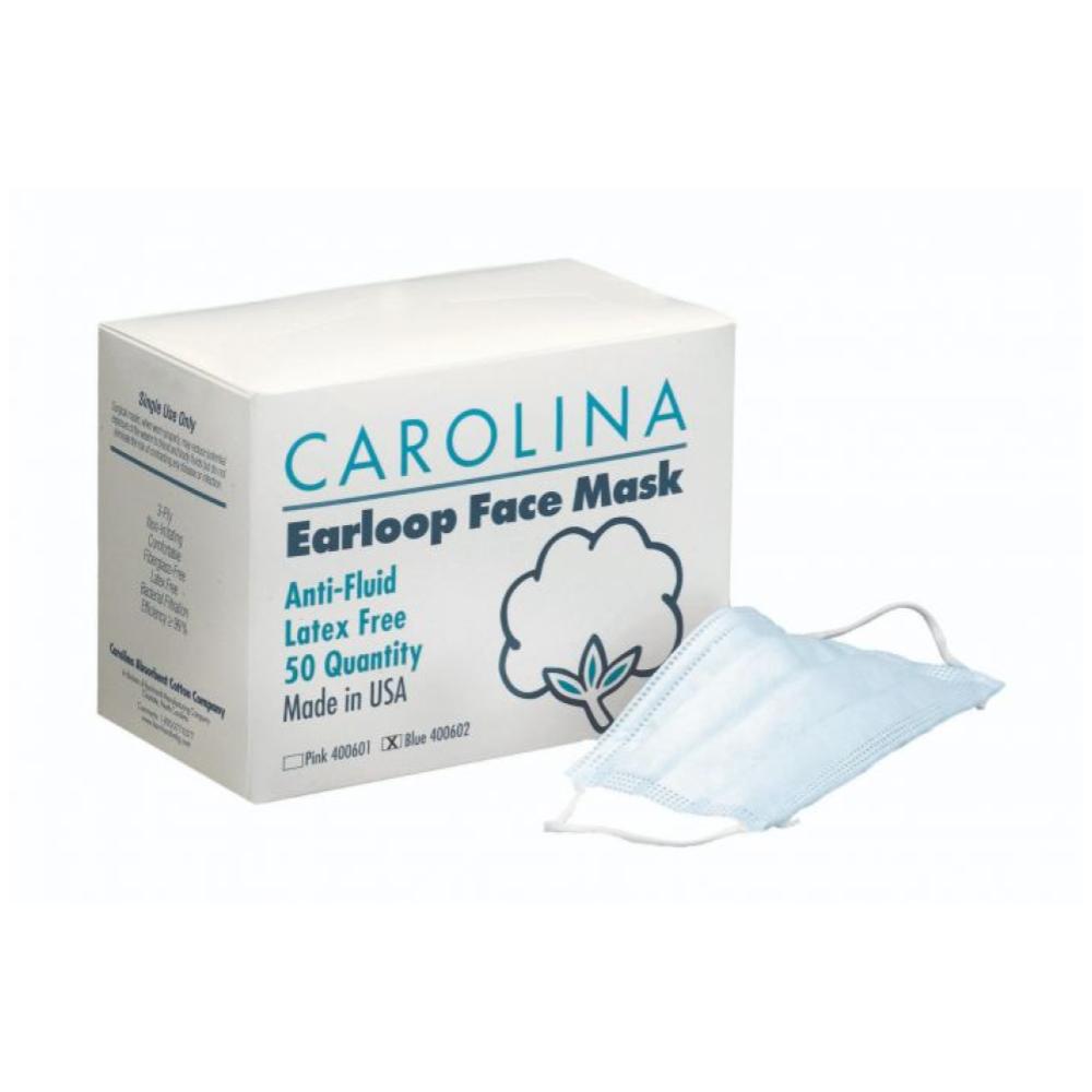 Carolina Cotton Earloop Face Mask 50 ct - Blue